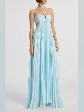 A.L.C Moira Satin Pleated Maxi Dress